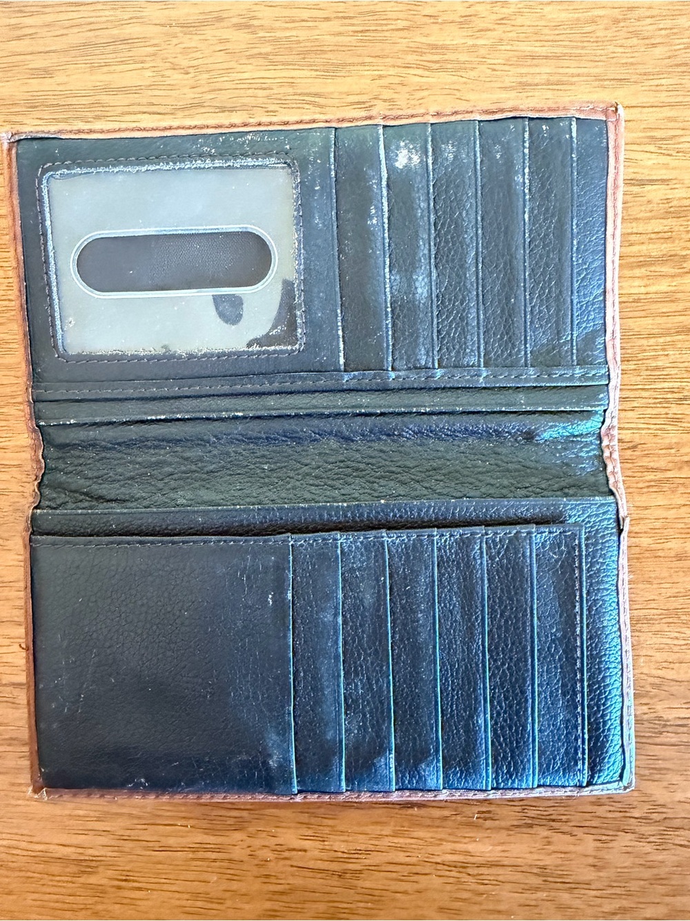 Tooled Leather Wallet with Turquoise Inlay - Picture 3 of 3